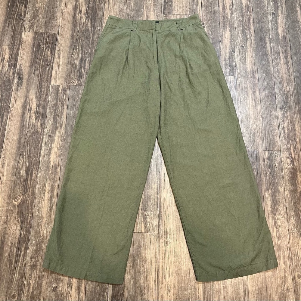 Lioness Women's Olive Green La Ouinta Wide Straight Leg Mid Rise Pants M - Picture 3 of 12